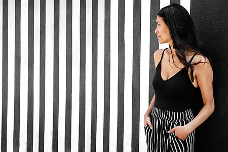 Woman Wearing Stripes Photo thumbnail