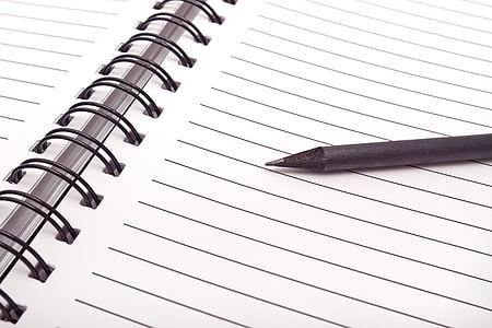 black pen on black lined notebook thumbnail