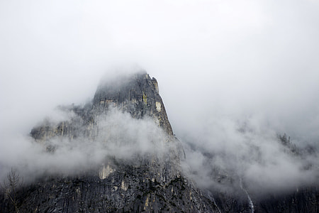 Clouds and Mist on the Mountain Peak at Yosemite National Park, California thumbnail