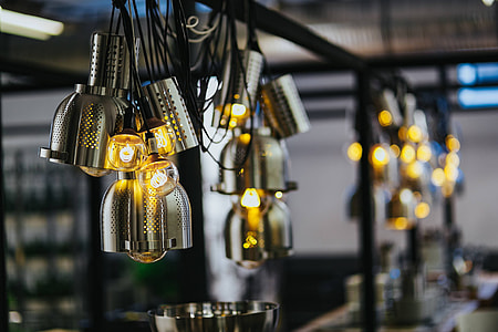 Bright lightbulbs giving warm light thumbnail