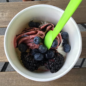 cup of ice cream with blackberries thumbnail