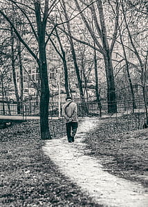 black-and-white, road, landscape, man thumbnail