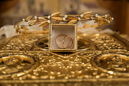 shallow focus gold-colored tiara thumbnail