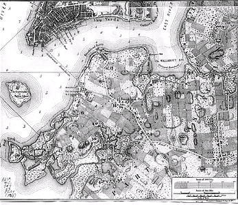 Drawing of the Strategy of the Battle of Long Island during the Revolutionary War thumbnail