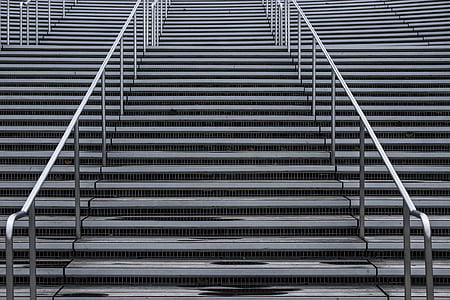 black and grey ladder with grey stainless steel handrail thumbnail