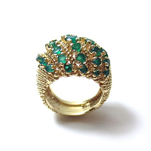 gold-colored green gemstone ring thumbnail