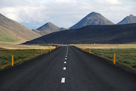landscape photography of empty road under white clouds thumbnail