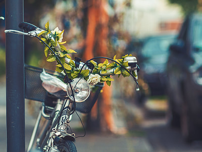 selective focus photography of bike with basket thumbnail