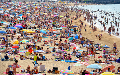 crowd of people on beach during daytime thumbnail