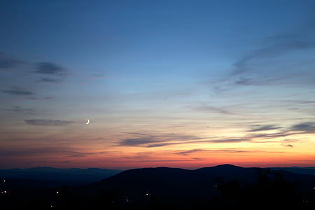 silhouette of mountain during golden hour panoramic photography thumbnail