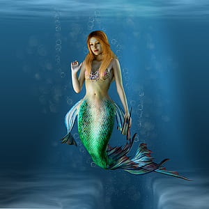 blonde-haired mermaid graphic wallpaper thumbnail