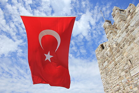 Turkey flag under cloudy sky thumbnail