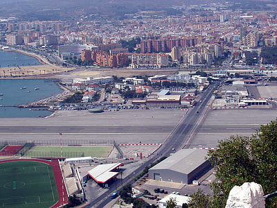 View of La Línea de la Concepción as seen from the Rock of Gibraltar in Spain thumbnail