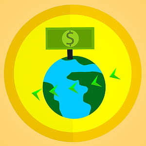 Illustration of moving money around the world in a money transfer. thumbnail