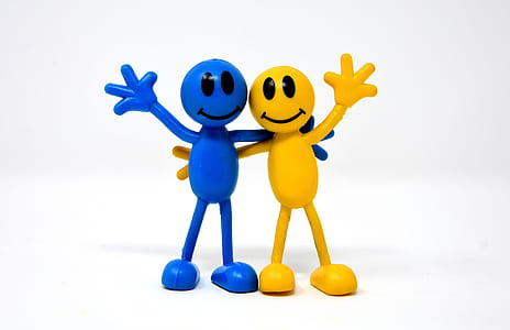 yellow and blue smiley stick man figures thumbnail