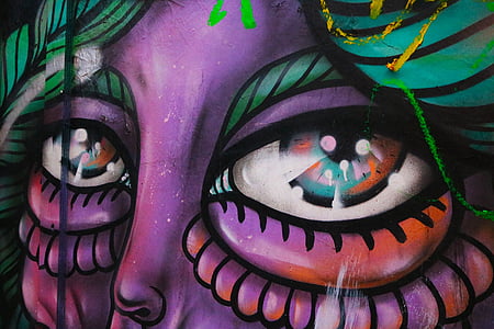 photo of purple and green woman portrait mural thumbnail