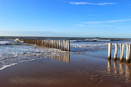 brown wooden pillars on body of water thumbnail