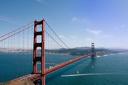 Golden Gate Bridge under blue sky thumbnail