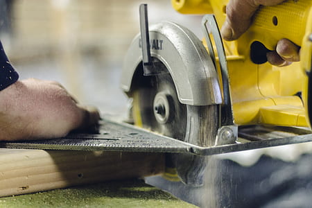 person using DEWALT circular saw thumbnail