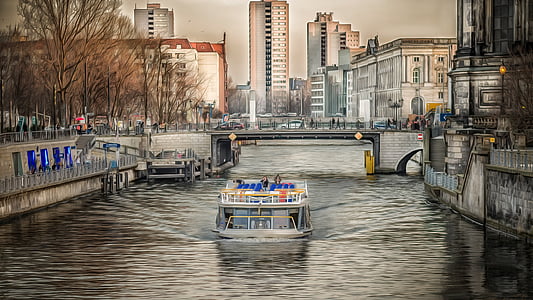boat on water beside bridge thumbnail