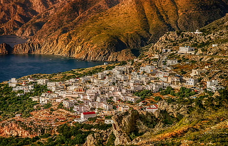 high angle photography of village thumbnail