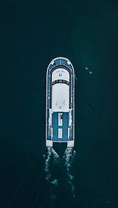 aerial view of powerboat on body of water thumbnail