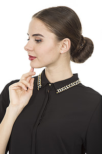 women's white button-up collared shirt thumbnail