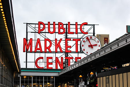 public market sign on building thumbnail
