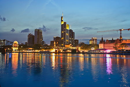 A panoramic view of London city at night including skyscrapers and London eye thumbnail