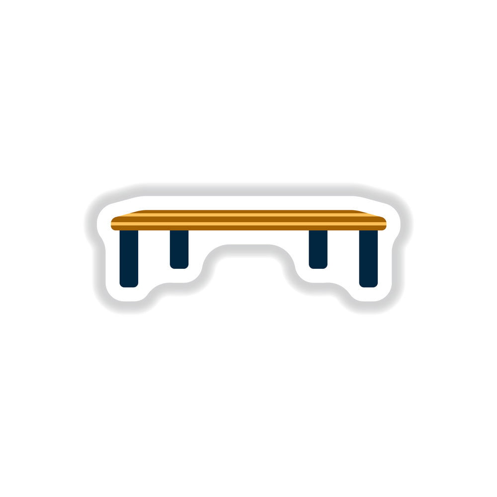 Vintage Locker Room Bench In Paper Sticker Style Vector Ai Eps