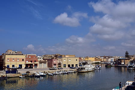 white yacht dock near speedboats thumbnail