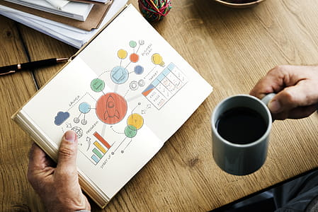 Person Holding Book and Ceramic Mug With Coffee thumbnail