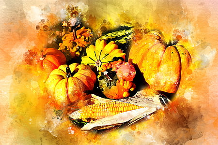 orange pumpkins painting thumbnail