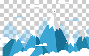 Mount Everest Euclidean Mountain, Rolling snow mountain , teal and white mountains and clouds illustration PNG clipart