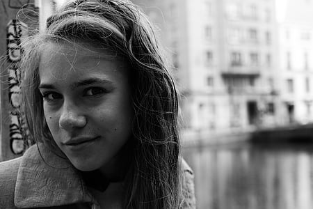 grayscale photography of woman thumbnail