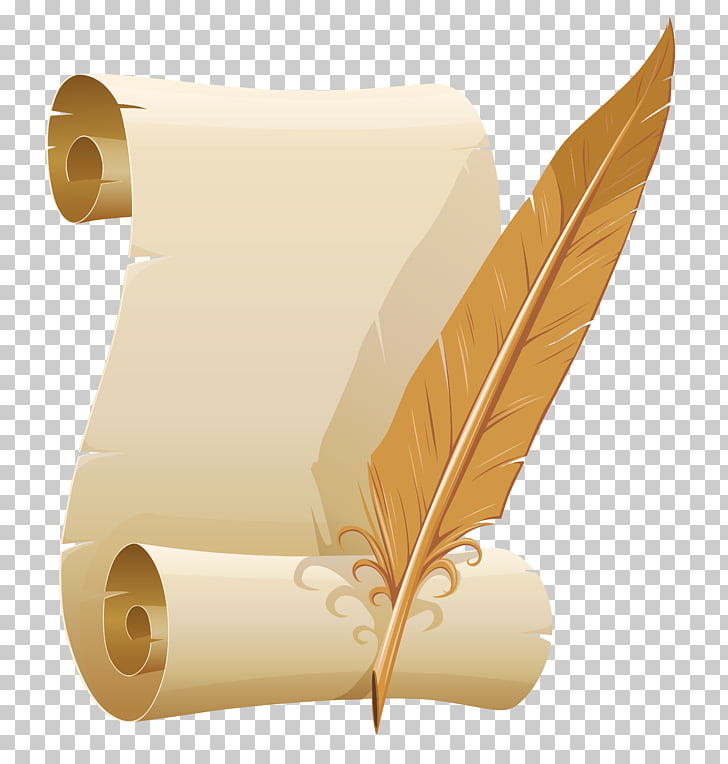Paper Quill Corp Ink, Scrolled Paper and Quill Pen , letter and feather PNG clipart