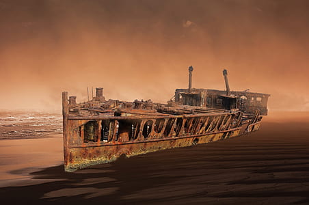 rusty ship on ocean thumbnail