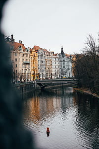 A view of historic european homes by the river thumbnail