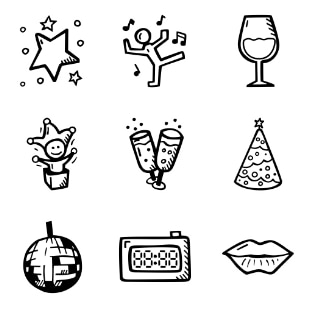 New Year's Hand Drawn - Sticker svg vector icon sets