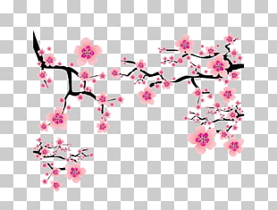 Cherry blossom Plum blossom , pink Japanese elements cherry blossom branches dress up, pink floral artwork PNG clipart
