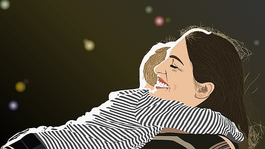 child hugging woman illustration thumbnail