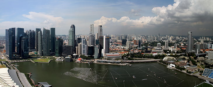 river near high-rise buildings thumbnail
