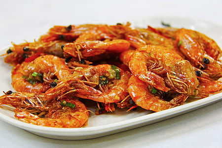 cooked shrimps on white plate thumbnail