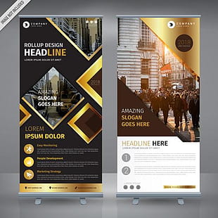 Roll Up Banner Design With Stars Sky Background Eps Ai File