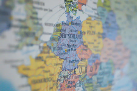 selective focus photography of Deutschland world map print thumbnail