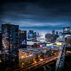 aerial view of city during night thumbnail
