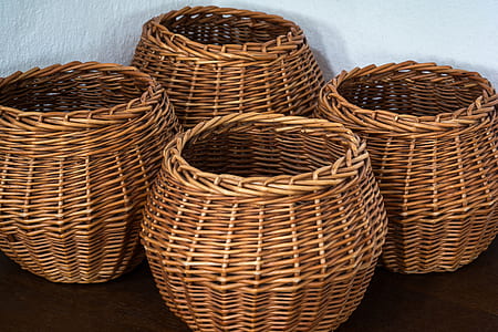 four brown wicker containers thumbnail