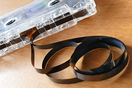 black cassette tape on table thumbnail