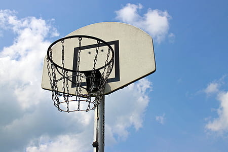white and black basketball system under blue and white sky at daytime thumbnail