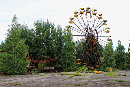 brown amusement park ride near trees thumbnail